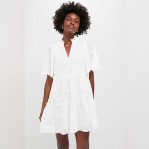 Tuckernuck White Eyelet Crawford Flutter Sleeve Mini Dress NWT Size Small